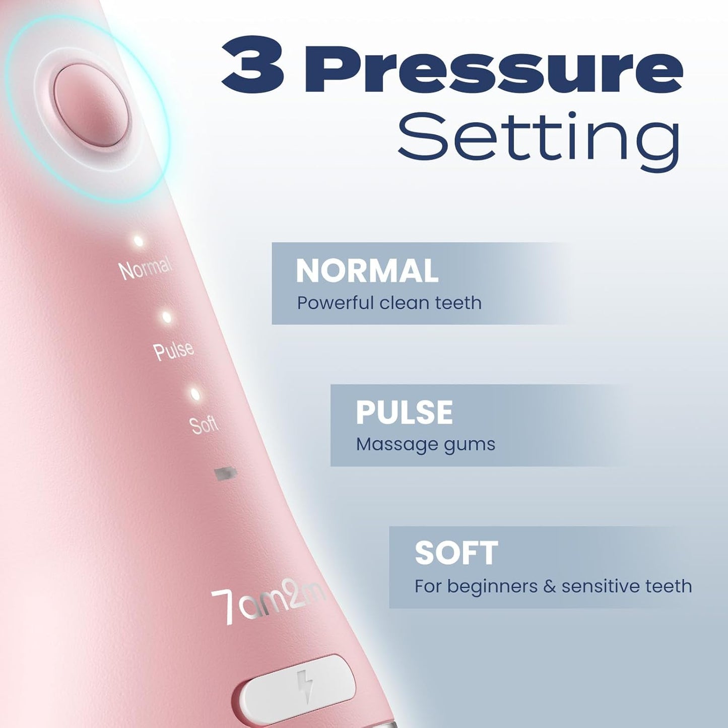 7AM2M Portable Water Flosser Cordless, Water Flosser with 3 Modes and 2 Jet Tips, USB C Rechargeable, IPX7 Waterproof, Dental Water Flosser for Travel and Home Use (Pink)