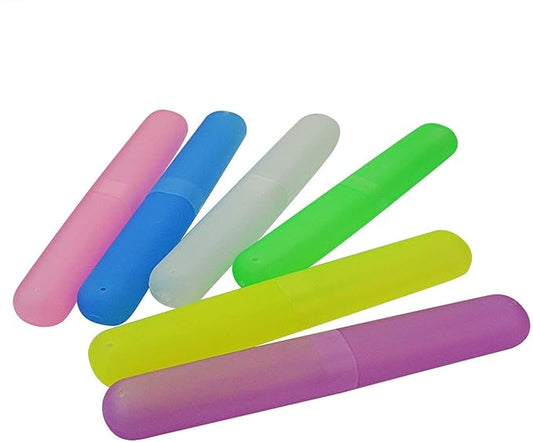 24PCS Plastic Toothbrush Case Six Colors Portable Dust-proof Toothbrush Cases Toothbrushes Holder for Daily and Travel Use (24)
