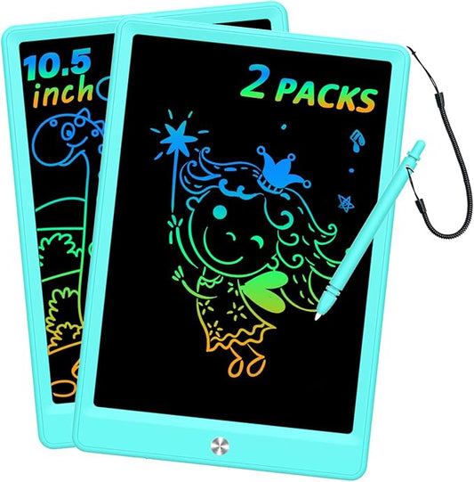 LCD Writing Tablet Doodle Board, Colorful Drawing Pad, Electronic Drawing Tablet, Drawing Pads,Travel Gifts for Kids Ages 3 4 5 6 7 8 Year Old Girls Boys (10.5 inch, Blue&Blue)