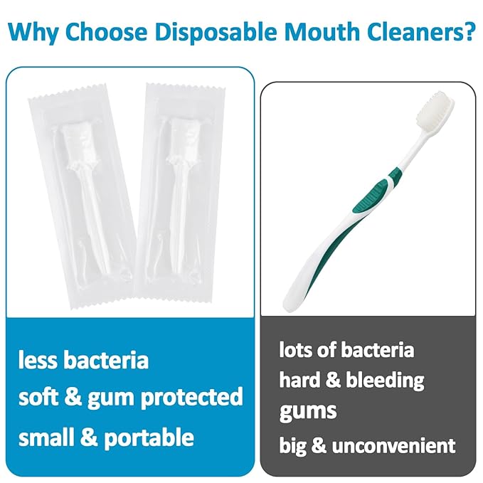 MAQIHAN 50 Gauze Mouth Swabs - Oral Swabs Disposable Toothbrushes Individually Wrapped Swabsticks for Dry Mouth Cotton Gauze on a Stick Dental Oral Care Supplies Mini Thrush Mouth Treatment