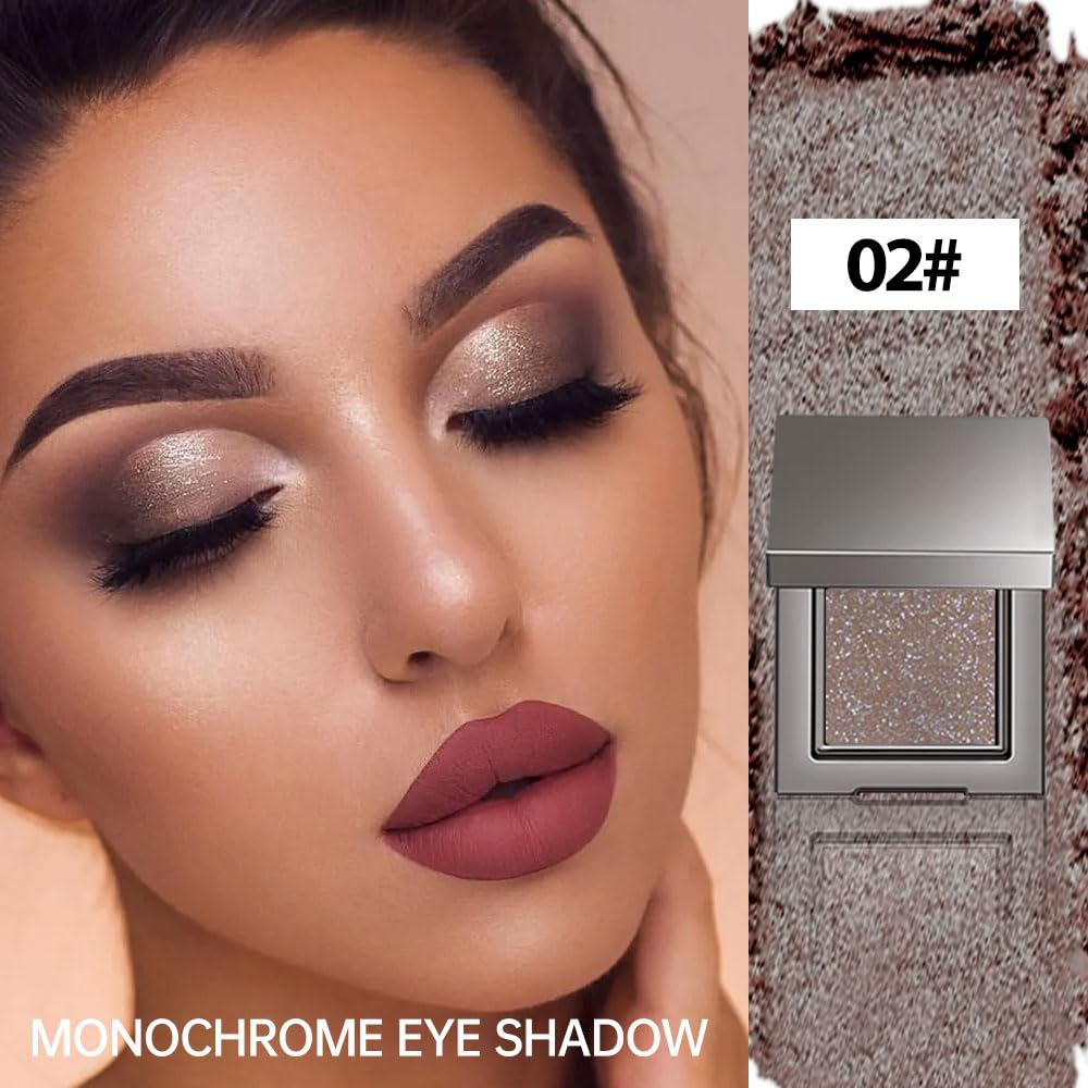 Single Glitter Eyeshadow Palette Makeup– velvet Cream Shimmer MIni Eye Shadow,Velvet Eyeshadow Palette –Shimmer Eye Makeup – Vegan& Cruelty-Free. (02#Taupe glitter, 1 Count (Pack of 1))