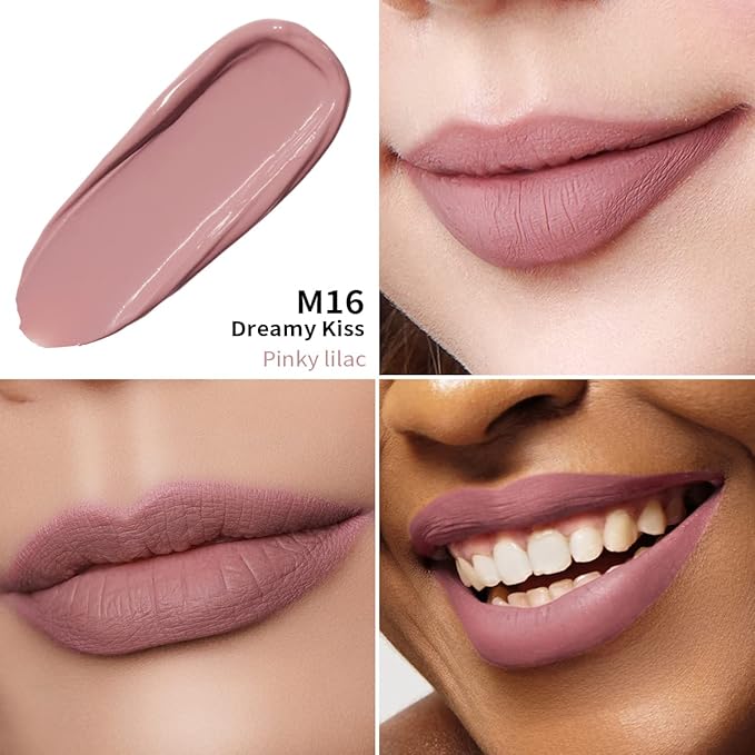 Oulac Matte Liquid Pink Lipstick for Women, Pink Nude Long Lasting Lipstick, Waterproof Lip Stain, No Transfer, Creamy High Pigmented Formula with Vitamin E, Vegan & Cruelty-Free M16