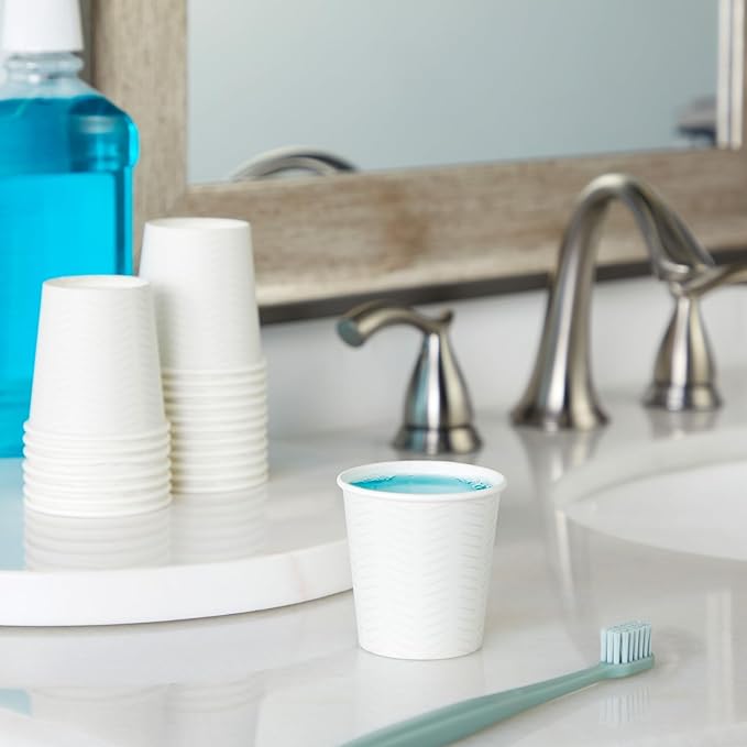 Sparkle and Bash 4 oz Disposable Coffee Cups - Convenient Mouthwash Rinse Container & Espresso Cup - Leak-Resistant Disposable Paper Vessel - 4 fl oz, 100-Count Coffee Pack, White