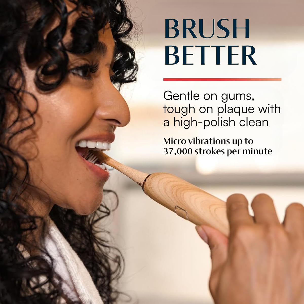 Better & Better Sonic Bamboo Electric Toothbrush for Adults | Rechargeable Electric Bamboo Toothbrush w/Plant-Based Bristles | Soft Brush Heads incl. | 4 Cleaning Modes & Long-Lasting Battery