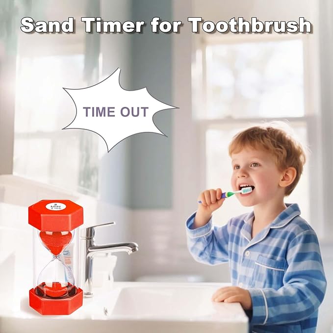 10 Minute Hourglass Sand Timer, Unbreakable Red Hourglass Sand Watch 10 Min, Reloj De Arena 10 Minutos, Colorful Plastic Hour Glass Sandglass for Classroom Games （Red