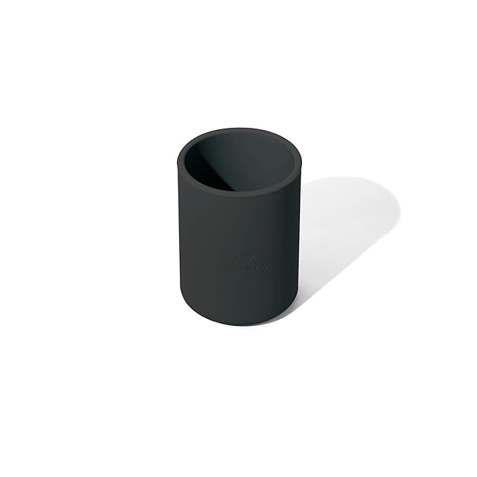 Avanchy Silicone Training Sippy Cup with Straw Lid – Tiny Cup for Babies 6+ Months to Toddlers 1 Year Old – 5 oz Infant Water Cup for Baby Led Weaning, Black