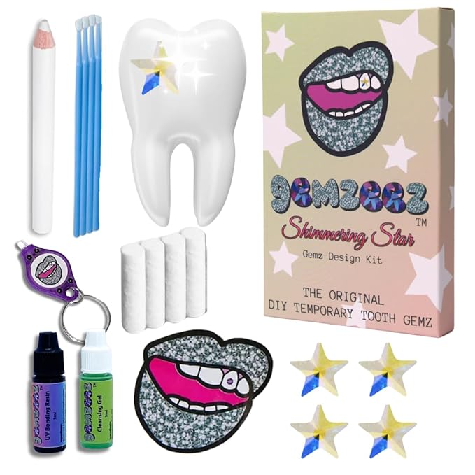 Gemzeez Original DIY Tooth Gemz Starter Kit – Temporary Cosmetic Crystal Gems for a Sparkling Smile – Easy At-Home Application