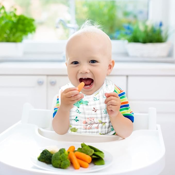 Zainpe 6Pcs Snap Muslin Cotton Bibs for Baby Rainbow Unicorn Flamingo Machine Washable Burp Cloths with 6 Absorbent Soft Layers for Girl&Boy Infant Newborn Toddler Feeding Drooling Teething