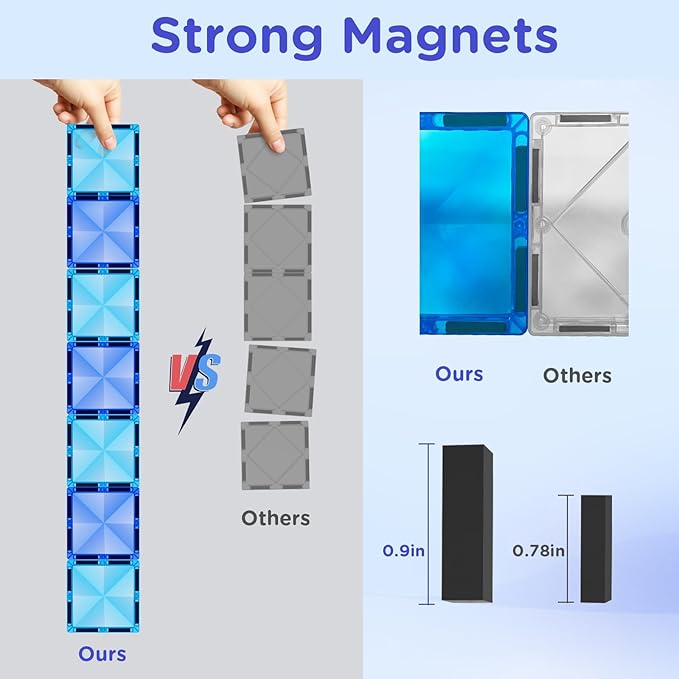 Magnetic Tiles, 116PCS Magnet Building Blocks, 3D Diamond Magnetic Blocks, Construction Stem Toys for Kids, Educational Toys for Boys Girls Ages 3 4 5 6 7 8 (116 PCS)