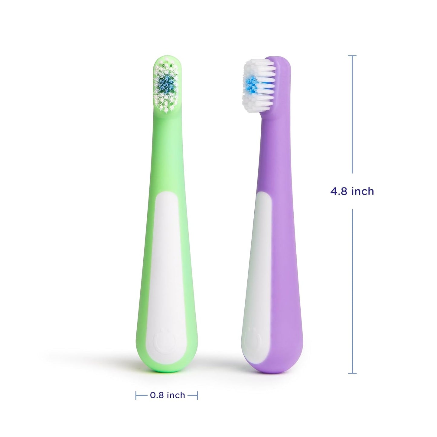 Ubbi Toddler Training Toothbrush Set, Soft Bristled & Gentle Manual Toothbrushes for Baby, Green Zest & Smoothie Purple