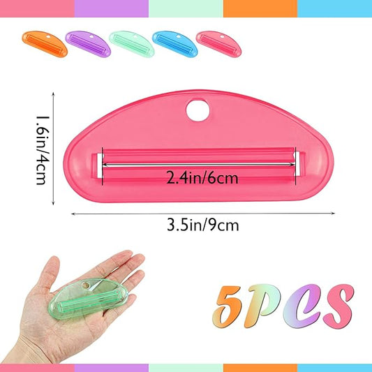 5pcs Toothpaste Squeezer Plastic Tube Squeezers Tooth Effortless Paste Clip Holder Tool for Toothpaste Cream Cosmetics and Paint (Colorful)