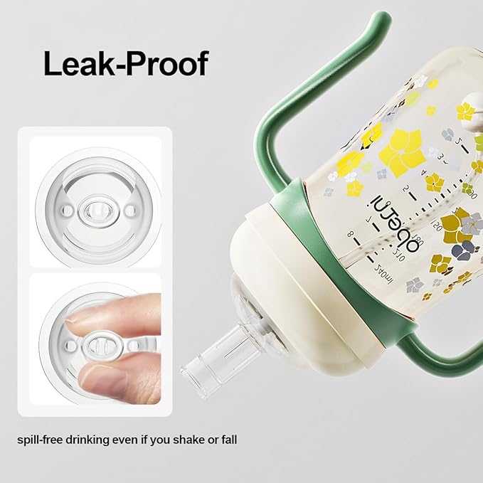 Baby Sippy Cup 240ml/8oz, Toddler Water Drinking Bottle with Non-Spill Valved Spout for 6+ Months, Orange/1Pack