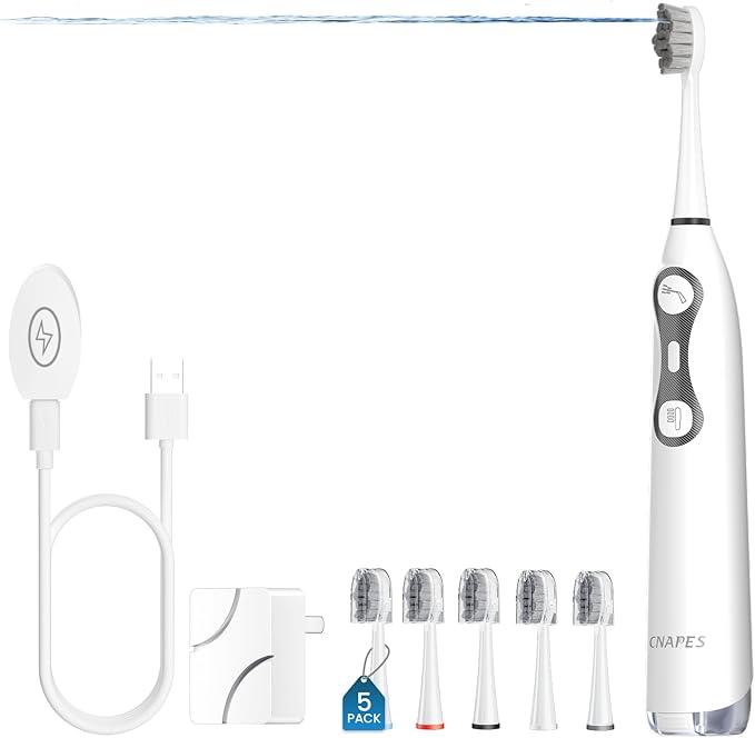 Electric Toothbrush with Water Flosser 3-in-1 Combo, Oscillating & Vibrating Dual Action Flossing Toothbrush, Clean Plaque& Teeth, Portable, 5 Brush Heads, Sonic Electric Toothbrush for Adults