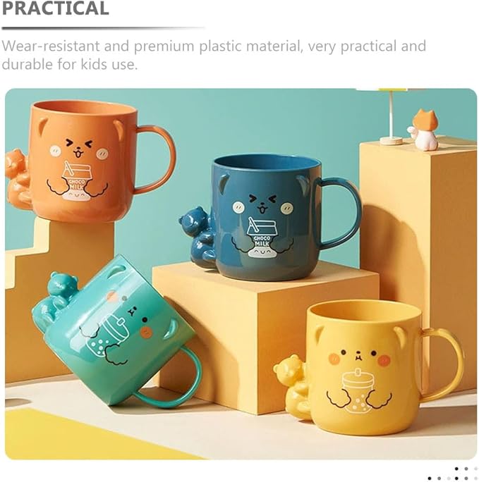 2 Pcs Children's Plastic Mug Cup for Kids Cartoon Toothbrush Cup for Kids for Children Cute Cute Toothbrush
