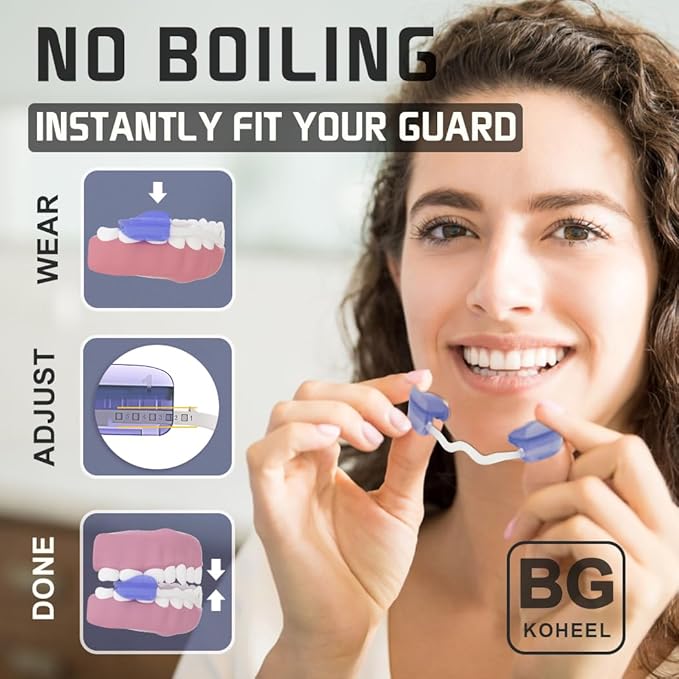 KOHEEL BG Adjustable Night Guard for Teeth Grinding, No-Boil Dental Guard for Bruxism Relief, 2 Count (Thick)