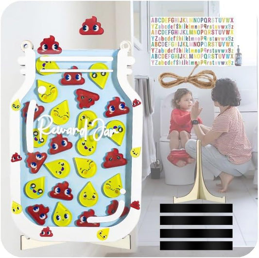 Personalized Magnetic Reward Jar for Kids, Poop Reward Jar with Colorful Letter Stickers, Potty Training & Good Behavior Home Training Jars for Home Chore Chart, Classroom (50Pcs)