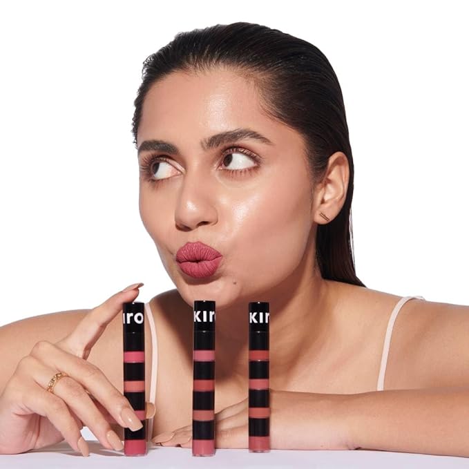 KIRO Four Play Non-Stop Airy Matte Liquid Lip Stack – Paramount Pink | 4 Nude Lipstick Shades | Long-Lasting, Transfer-Proof, Hydrating, Lightweight | Infused with Avocado & Apricot Oils | 6ml