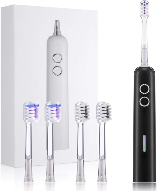 Electric Toothbrush for Adults Sonic Vibration Deep Mouth Cleaning Teeth Whitening Free 4 Toothbrush Heads Super Soft Bristles 3 Modes 90 Days Lifespan IPX7 Waterproof (Color Available)