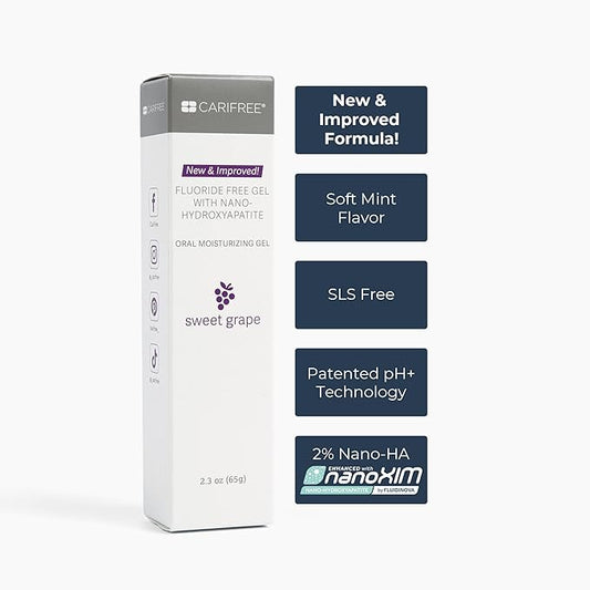 CariFree Fluoride Free Gel (Sweet Grape): Nano Hydroxyapatite Toothpaste, Neutralizes pH, Freshens Breath and Moistens Mouth, Dentist Recommended (Pack of 4)