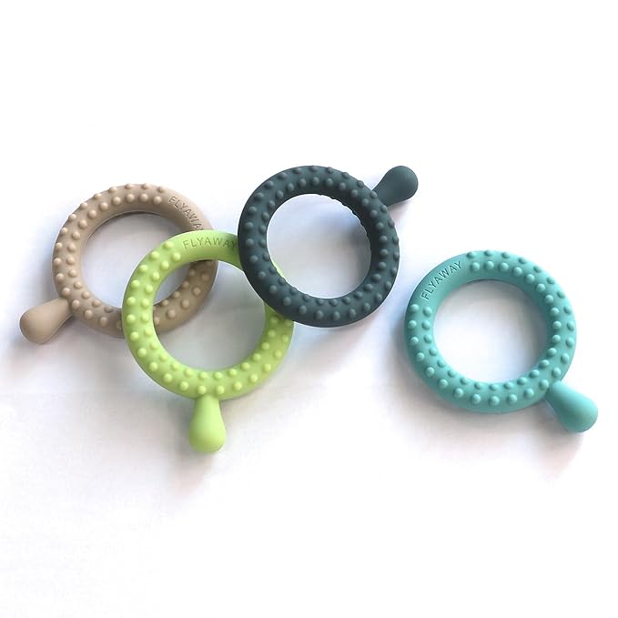 Flyaway Sensory Chew Toys for Autistic Children 4 Pack, Silicone Sensory Toys for Toddlers 1-3 Kids Adults with Autism ADHD SPD, Q Shape Teething Toys for Baby Oral Motor Stimulation