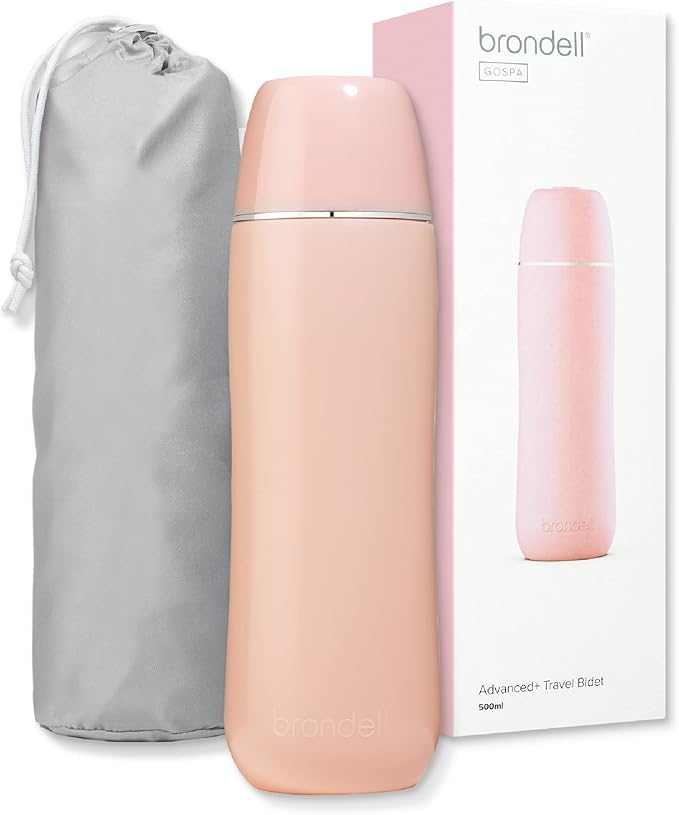 Brondell GoSpa Advanced Portable Bidet for Travel–Pop-Up Nozzle System –High-QualityCompact Bidet with Discreet Travel Bag for Convenient Storage–500mL, Pink