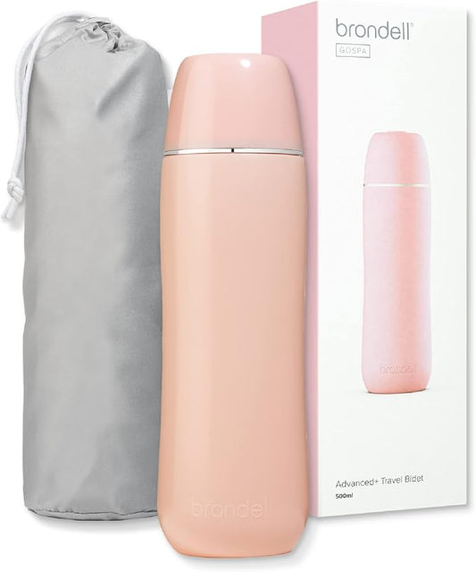 Brondell GoSpa Advanced Portable Bidet for Travel–Pop-Up Nozzle System –High-QualityCompact Bidet with Discreet Travel Bag for Convenient Storage–500mL, Pink