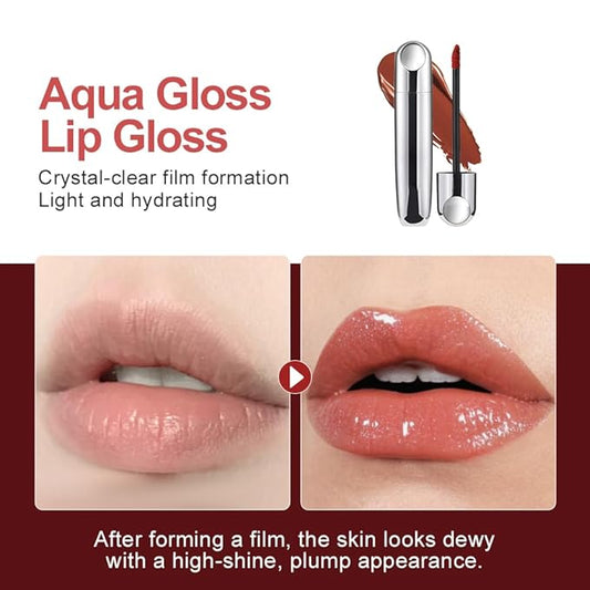 Apricot Nude Hydrating Lip Gloss Tint – High Shine Moisturizing Non-Sticky Lip Glaze, Long-Lasting Natural Nude Lip Color, Glossy Plumping Lip Tint for Daily Makeup & Soft Smooth Lips, 605#