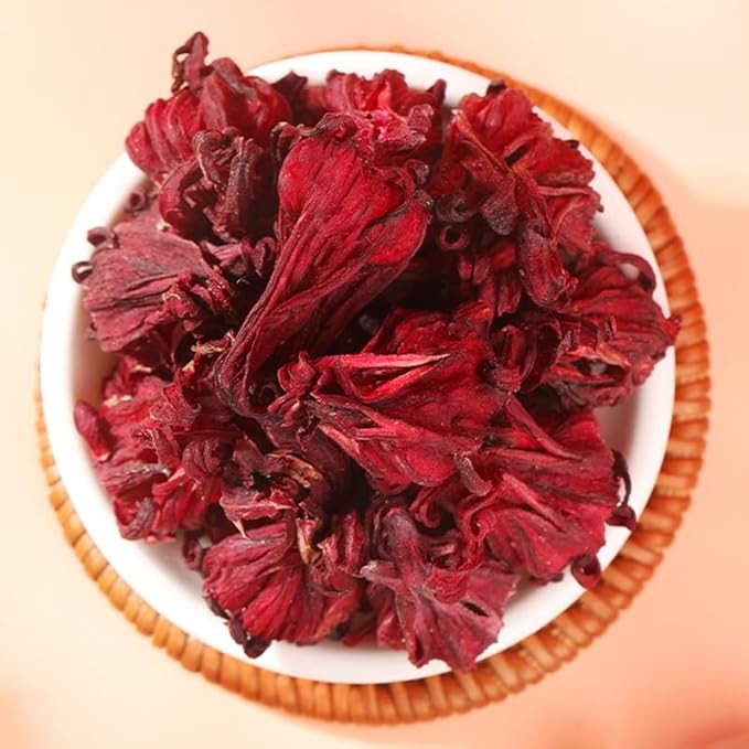 Hibiscus Flower Tea – 洛神花茶 – 100g/3.5oz (50 Pyramid Tea Bags), 100% Natural, Caffeine-Free, Sugar-Free, Gluten-Free, Supports Heart Health & Detox