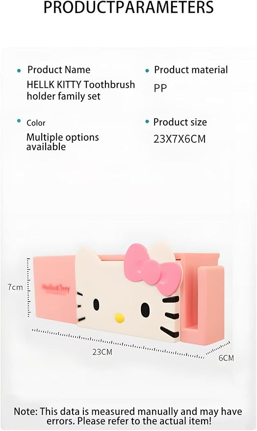 Kitty Wall-Mounted Toothbrush Holder, Suction Cup Multi-Functional Bathroom Toothbrush and Toothpaste Dispenser, Cute Cat Toothbrush Holder, No Drilling Required.