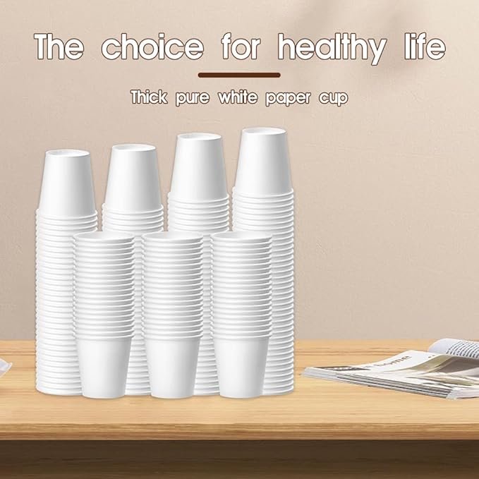 200 Pack 3 oz White Paper Cups, Bathroom Cups Disposable, Moushwash Cups for Snack Water, Juice, Candy Ideal for Party Bathroom and Office