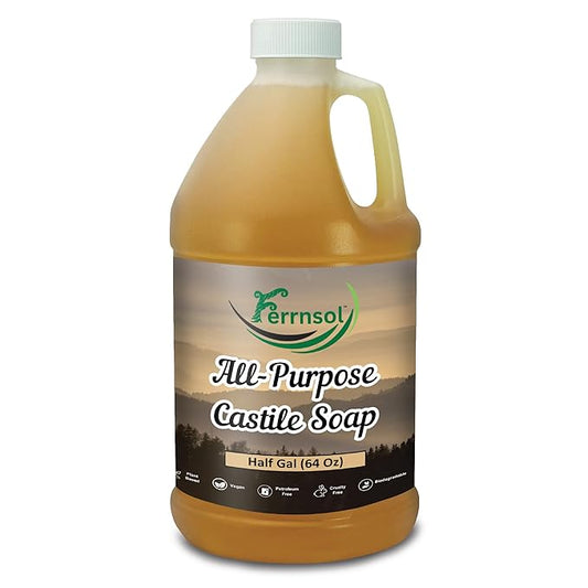 AP Castile Liquid Soap (1/2-gallon) – Unscented, Fragrance-Free, Refill – Natural Multi-Purpose Soap for Home, Hands, and More – Gentle, Non-Toxic Formula – 64oz, Made in USA