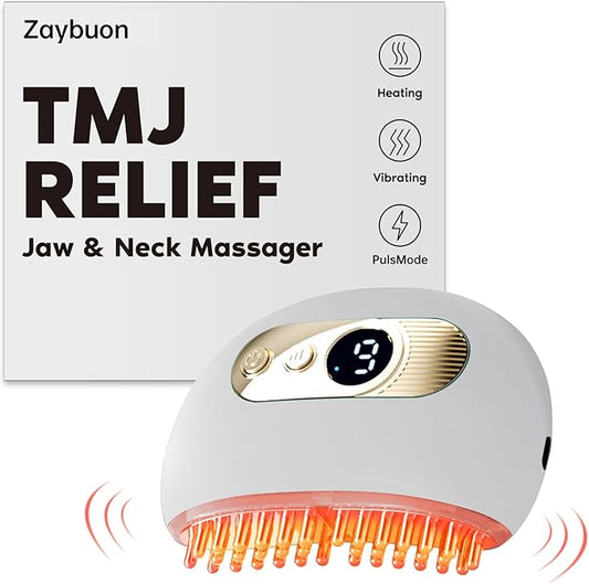 TMJ Relief Products Jaw, TMJ Relief Massager, Vibration and Heating, Ergonomic Multi-Needle Design TMJ Massage Tool, Effective Jaw & Neck Pain, Grinding and Clenching Teeth Relief, White