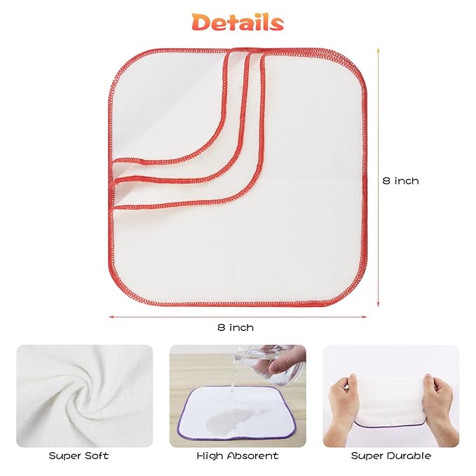 54 Packs Flannel Cloth Baby Wipes with Dispenser, Reusable Natural Skin-Friendly Baby Wipes, Body Face Hand Washcloth Essential for Cloth Diapers 8x8 inch