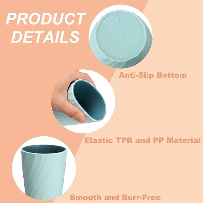 uxcell Toothbrush Cup Portable Mouthwash Cup Reusable Toothbrush Holder Organizer Bathroom Tumbler Cup 370ml for Home Bathroom Travel, Light Blue