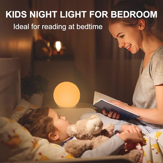 8-in LED Glowing Ball Light for Kid, 16 RGB Color Changing Globe Orb Night Light Mood Lamp w/Remote, Rechargeable Light Up Ball Dimmable Sphere Bedside Lamp, Great for Bedroom Garden Patio Party Decor