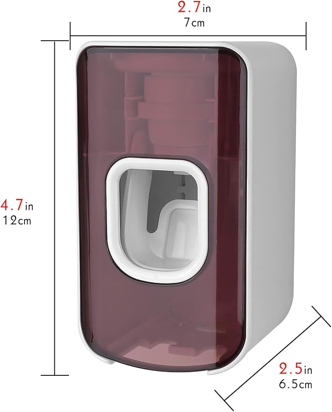 2 Slot Toothbrush Holder and Toothpaste Dispenser Wall Mounted, Automatic Toothpaste Squeezer, 2 in 1 Tooth Brush Toothpaste Organizer for Shower (Red 2Pack)