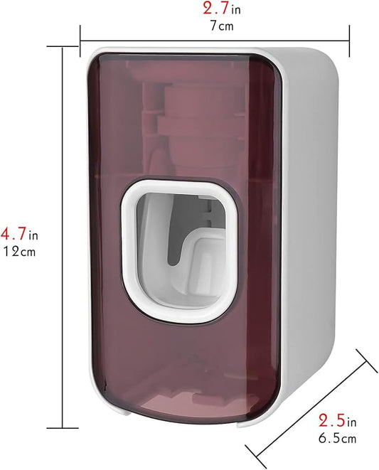 2 Slot Toothbrush Holder and Toothpaste Dispenser Wall Mounted, Automatic Toothpaste Squeezer, 2 in 1 Tooth Brush Toothpaste Organizer for Shower (Red)