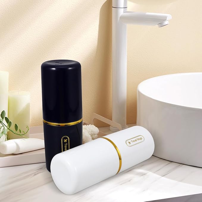 Travel Toothbrush Box - 2Pcs Portable Toothbrush Holder with 2 Slots for Toothbrushes and Cups Ideal for Travel Camping and Home Use
