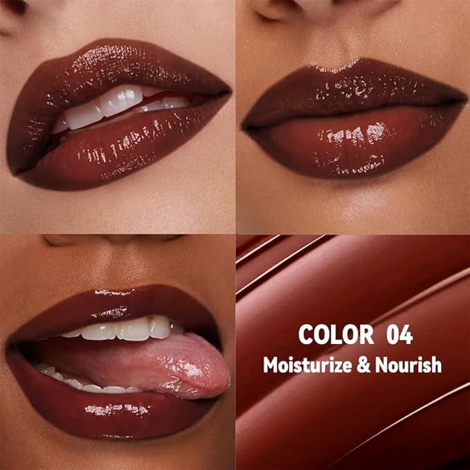 1Pc Dark Brown Butter Lipstick Tinted Lip Balm, Shine Moisturizing Plumper Lipstick for Women,Natural Nourishing Hydrating Lip Gloss Stain for Dry Lips,Lightweight Lip Liner Care Vegan Makeup