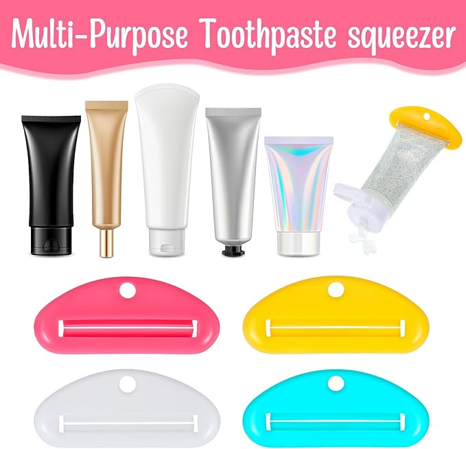8 Pcs Toothpaste Squeezer Plastic Toothpaste Tube Squeezer Holder Clip Roller Tool for Bathroom Saving Facial Cleanser Creams Paint (Colorful)