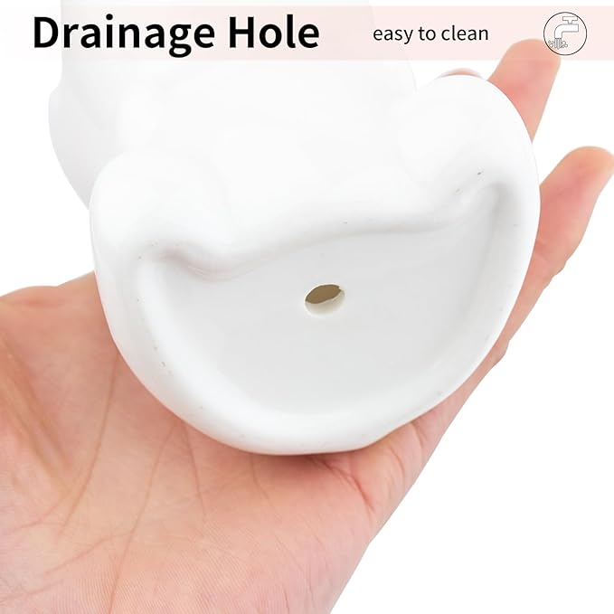 FlidRunest Kids Hippo Toothbrush Holder, Cute Hippo Pen Pencil Holder, White Ceramic Succulent Planter Pots for Home Office Decoration Desk Organization, Set of 1