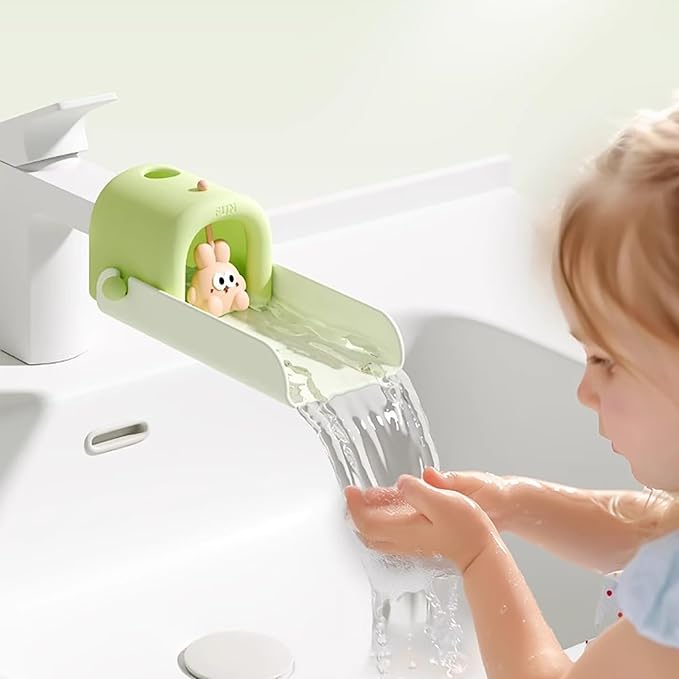 Faucet Extender Temperature Sensitive for Toddlers Silicone Sink Extender for Toddlers Faucet Extender for Babies Kids Children (Green)