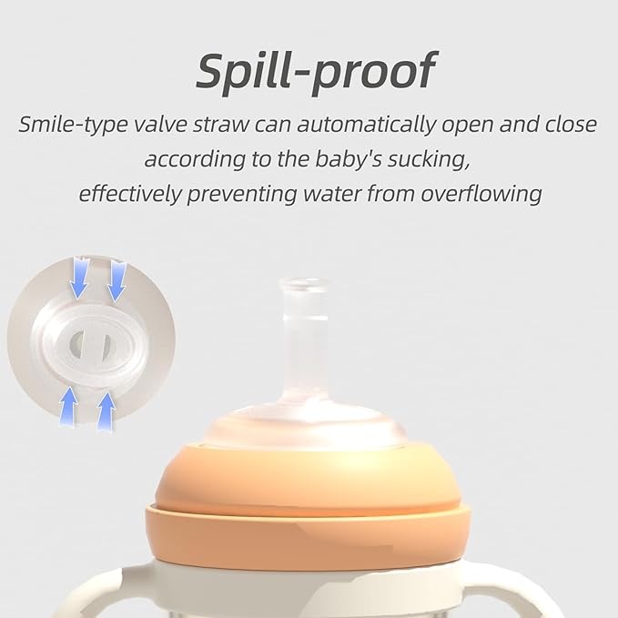 Piifur Sippy Cups for Toddlers 1-3 No Spill Straw with Handle Water Bottle 2 Pack 10 Ounce