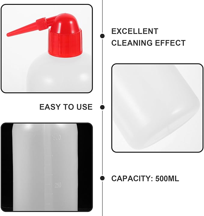 2 pcs Graduated Wash Bottle with Scale Narrow Mouth Pointed Plastic Rinse Bottle for Laboratory Use Lightweight Portable Cleaning Apparatus