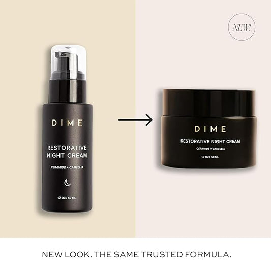 DIME Beauty Restorative Night Cream, Facial Moisturizer with Ceramides and Sea Buckthorn, 1.7 oz / 50 ml in Pump
