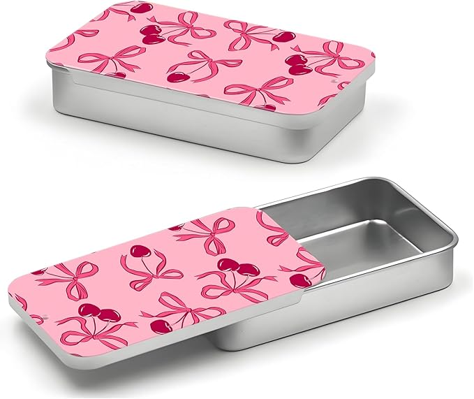 Portable Dental Floss Case, Refillable Cute Travel Floss Dispenser for Men & Women, Pocket Travel Floss Picks Case for Purse, Backpack, Bag Pink Ribbon Bows