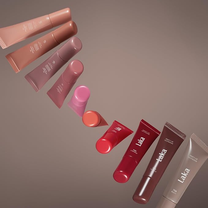 Laka Fruity Lip Glotioner, 10ml/0.33 fl.oz, Lip Gloss with High Shine Vivid Colors, Jelly tip for Hygienic & Easy Application, Plumping Conditioner, Vegan, K-Beauty (#703 Apri)