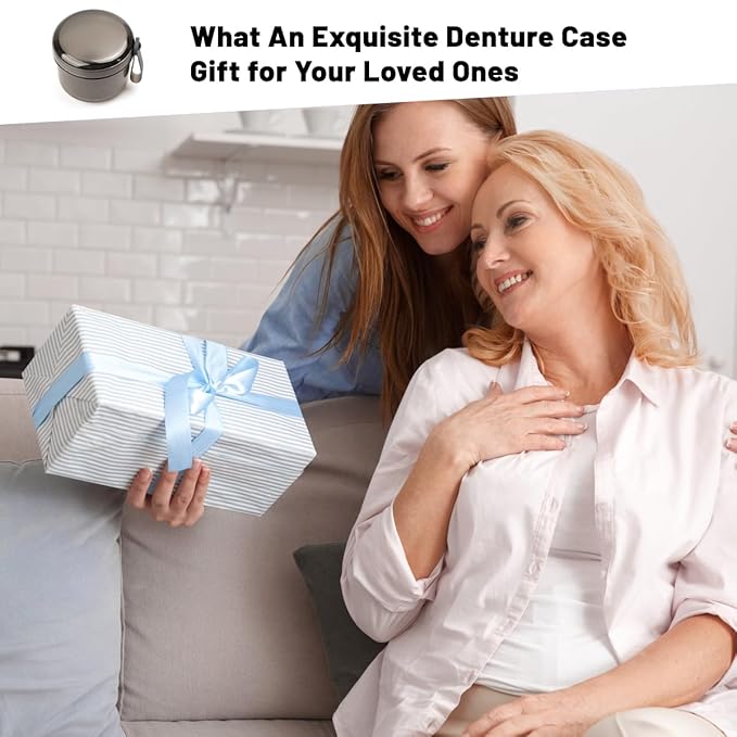 Leak Proof Travel Denture Bath Case for Full Dentures, Denture Cups for Soaking Dentures, Denture Container Cups with Brush for Dentures, Aligner, Retainers, Mouth Guard (Transparent Black)
