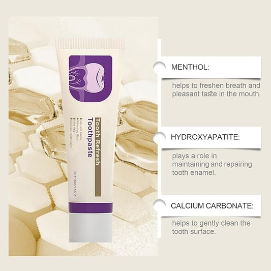 Natural Tooth Refresh Toothpaste,Hydroxyapatite Toothpaste, Enamel Protection and Tooth Strengthening, for Fluoride-Free Formula for Sensitive Teeth (3pcs)