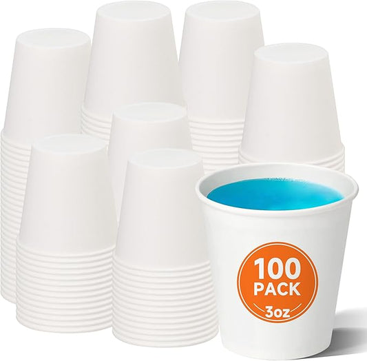 100 Count 3 oz Disposable Mouthwash Cups, Small Paper Cups, Bathroom Paper Cups, Ideal for Parties and Everyday Use